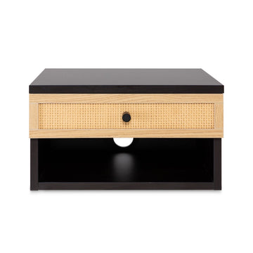 Celerie 15.71" Mid-Century Modern Floating Wall Mounted Nightstand with Soft-Close Rattan Drawer and Cable Hole - JONATHAN Y